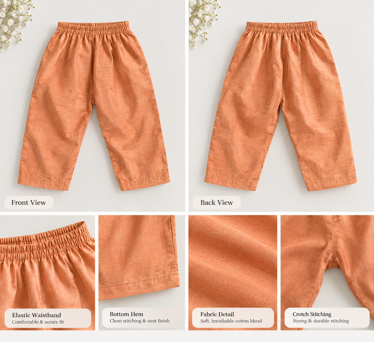 Peach Kids Farshi Shalwar Kameez Set – Traditional Wear - Image 2