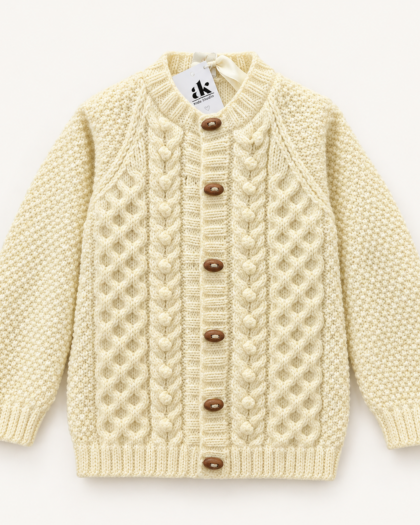 Handmade Cream Cable Knit Baby Cardigan Sweater
