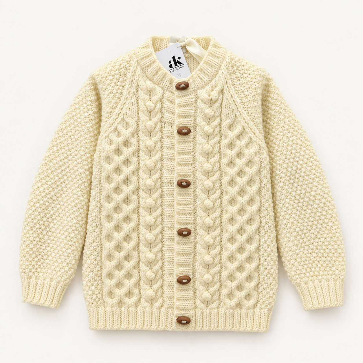 Handmade Cream Cable Knit Baby Cardigan Sweater