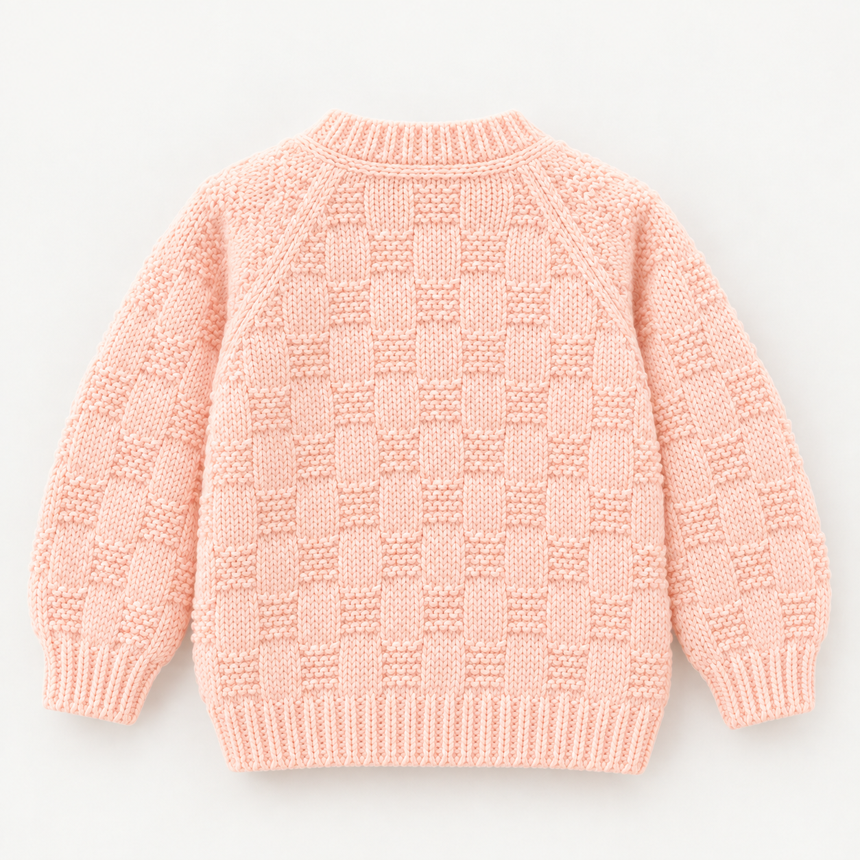 Hand-Knitted Cream Baby Cardigan – Cozy Textured Sweater - Image 2