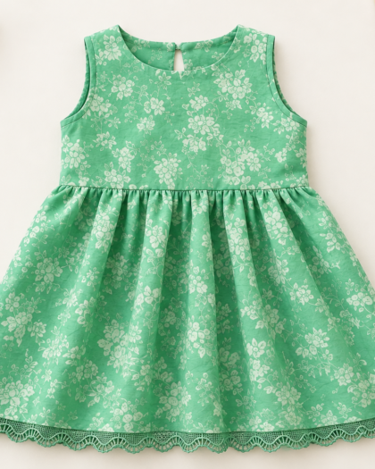 Mint Green Floral Baby Girl 2-Piece Suit with Shalwar